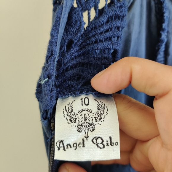 ANGEL BIBA|| CROCHET AND PAISLEY PRINT MAXI DRESS SIZE 10 - Picture 2 of 10